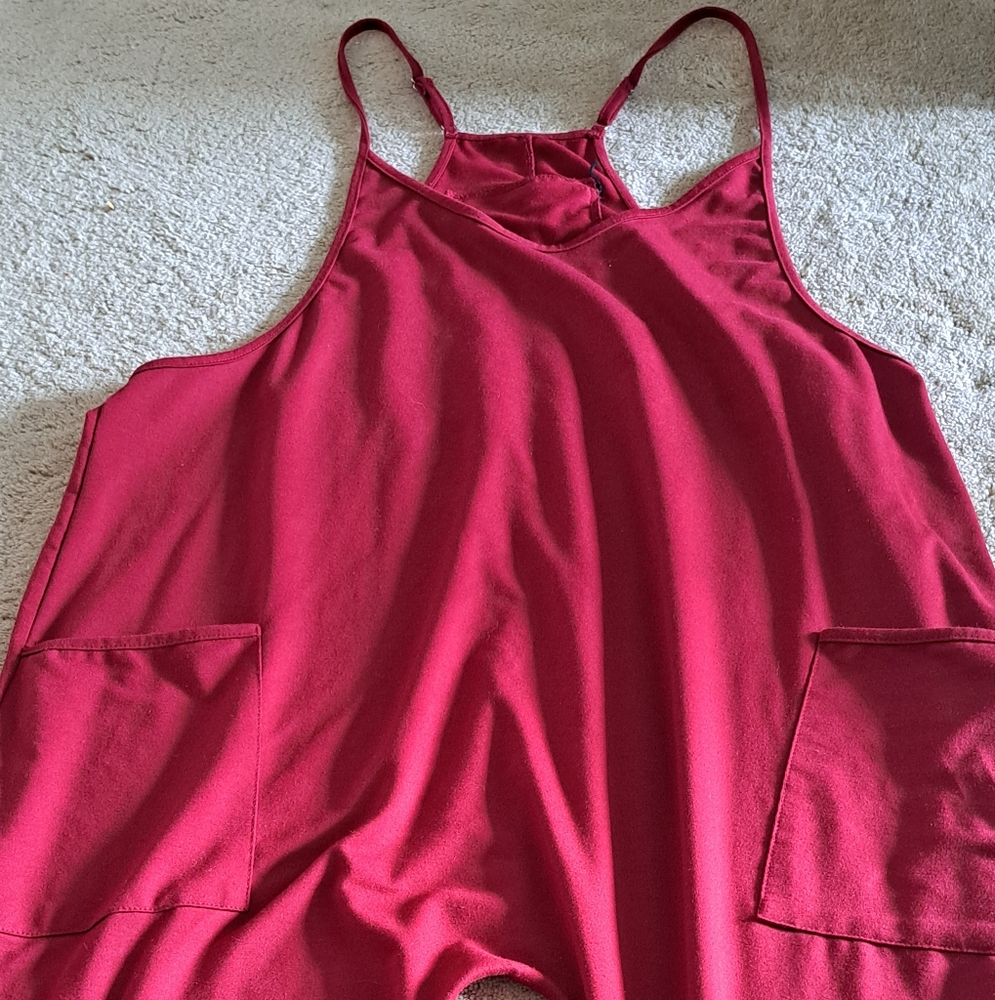 Red Jumpsuit with Pockets